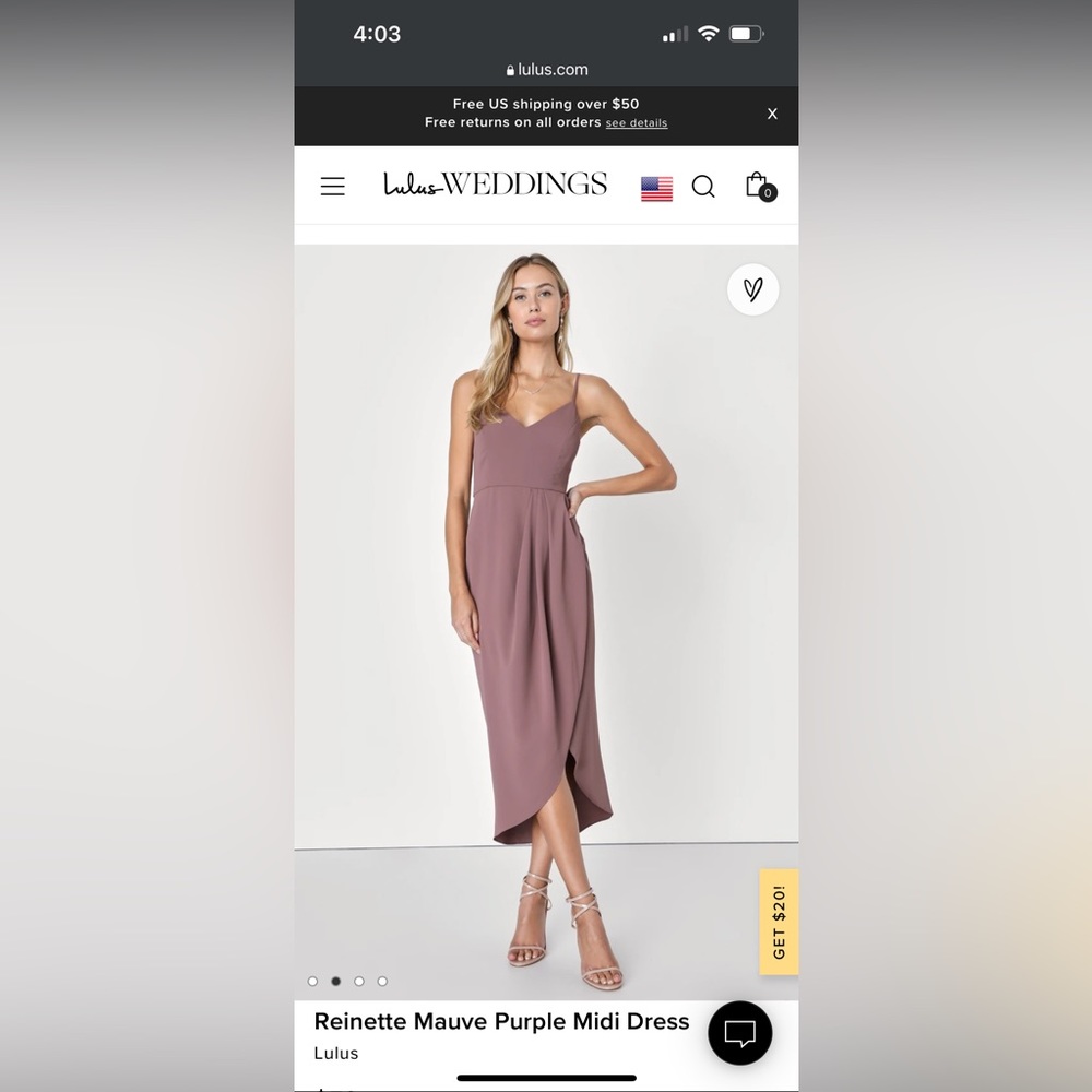Lulus dress worn once in color mauve